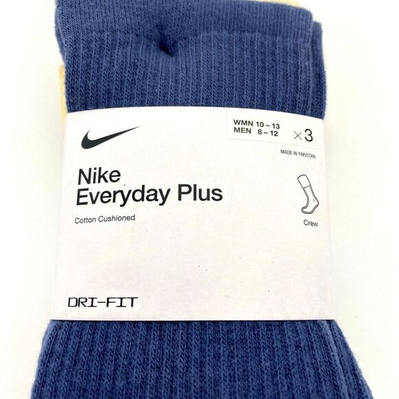 Men's Nike Everyday Plus Cushioned 3-Pack Crew Socks (8-12) Blue Cream Brown - Picture 5 of 5
